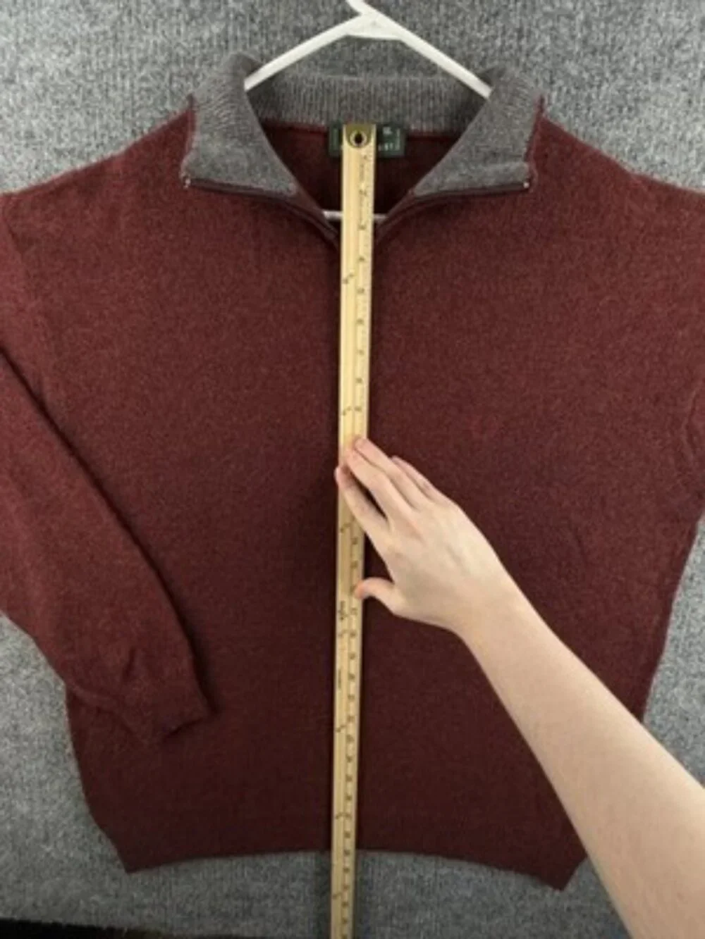 VTG Fred Perry Red Mens Wool Long Sleeve Pullover Italy Sweater 1/4 Zip Logo XL